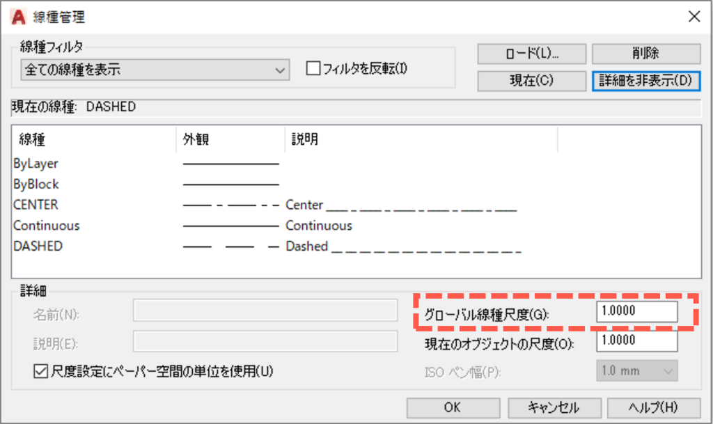 グローバル線種尺度