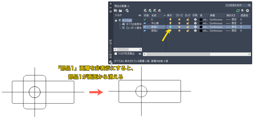 部品1 が画面から消える